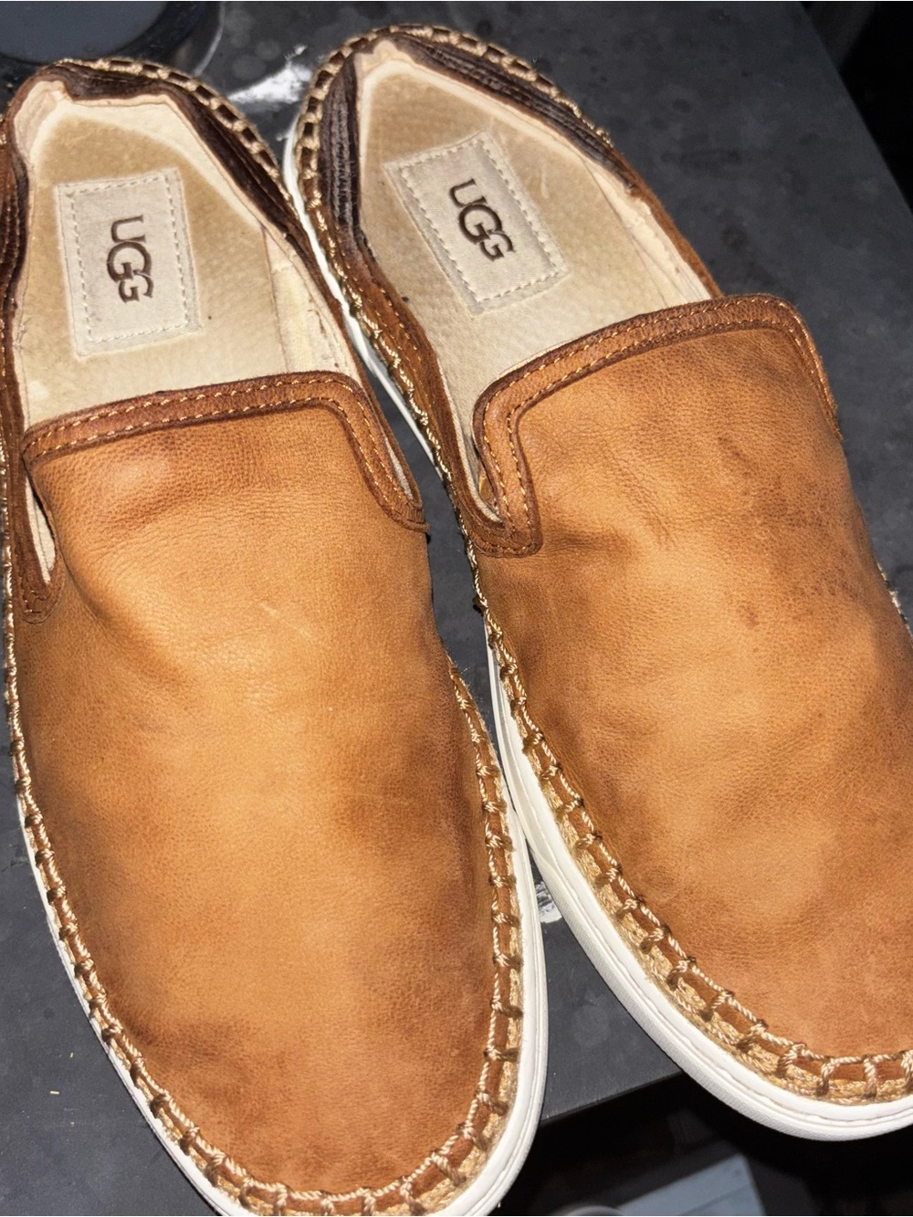 UGG Caleel Women's Cognac Leather Slip-On Casual Shoe - Picture 8 of 8